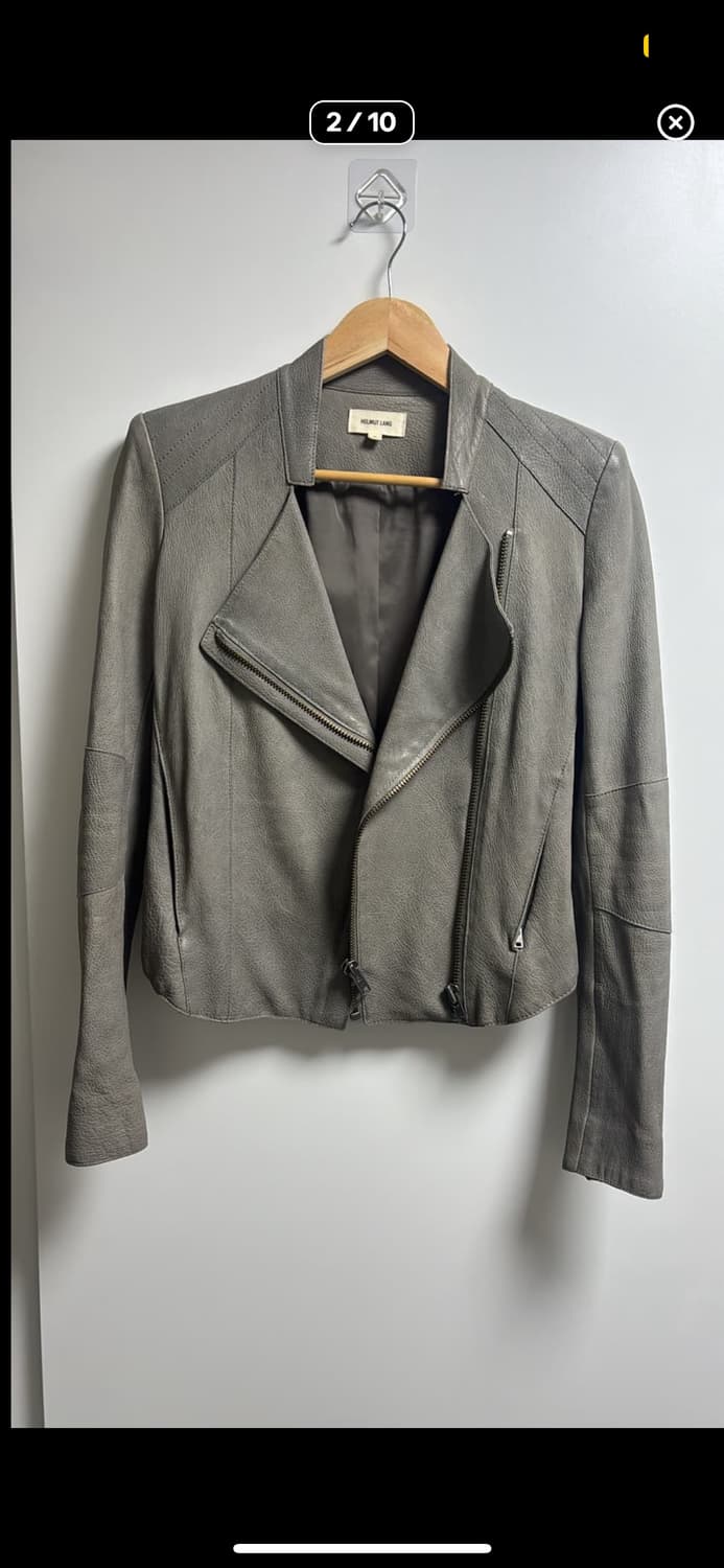 헬무트랭 그레이 램스킨 라이더 자켓 상품이미지2