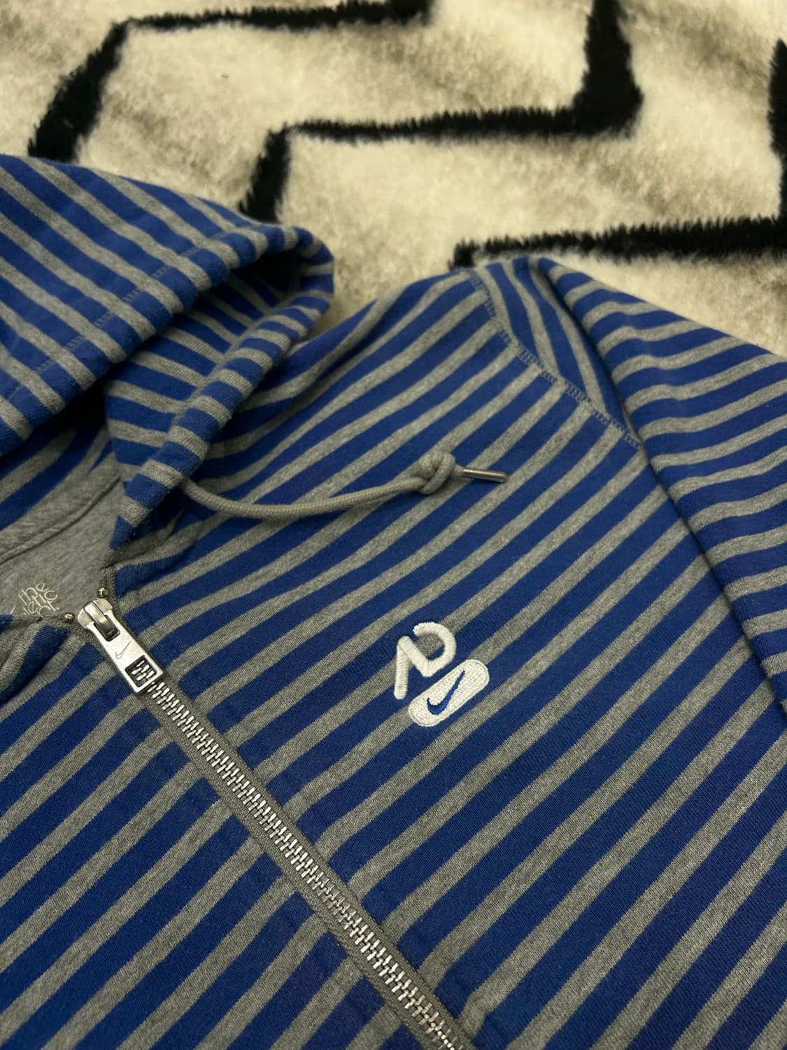 [L]나이키 스트라이프 후드집업/그레이 블루 상품이미지1