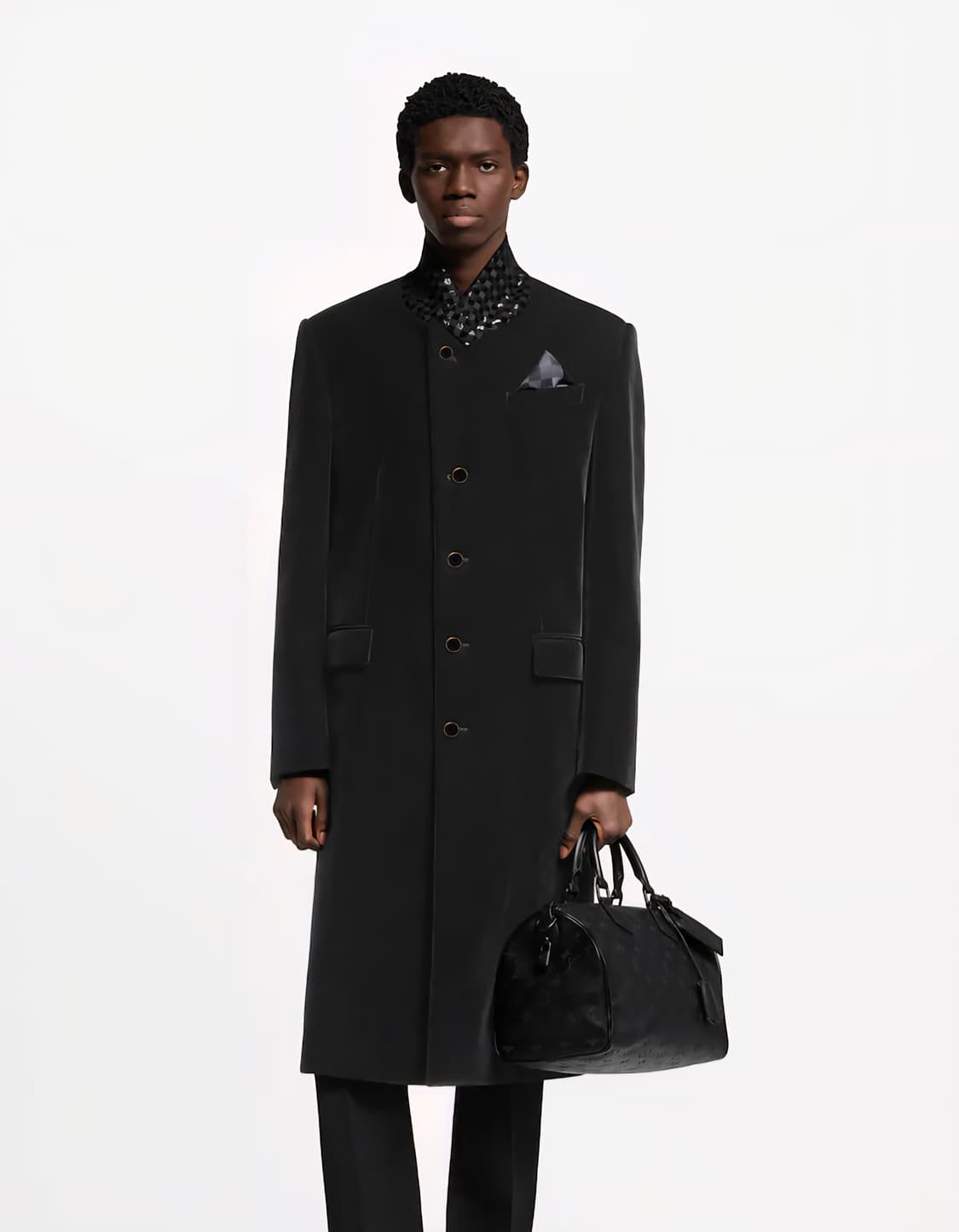 루이비통 퍼렐 엠브로이더드 스탠딩 칼라 싱글 브레스티드 신상 코트 상품이미지1