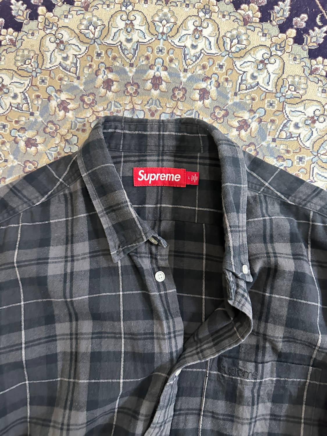 슈프림 플레이드 플란넬 셔츠 블랙 - 24FW 상품이미지2