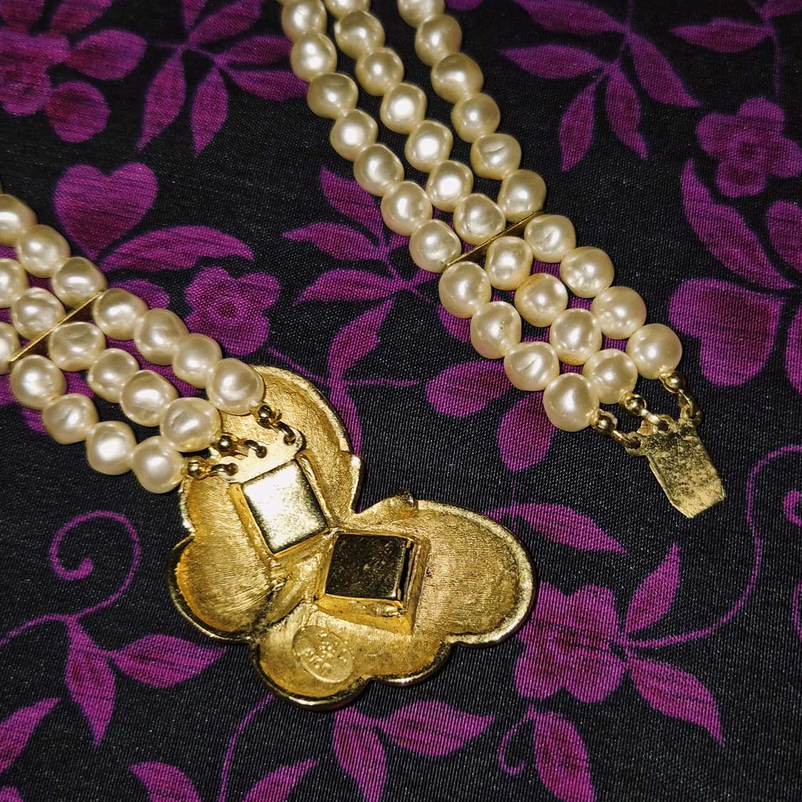 80s 미국 케네스 제이x에이본 나비 못난이 진주 초커 상품이미지10