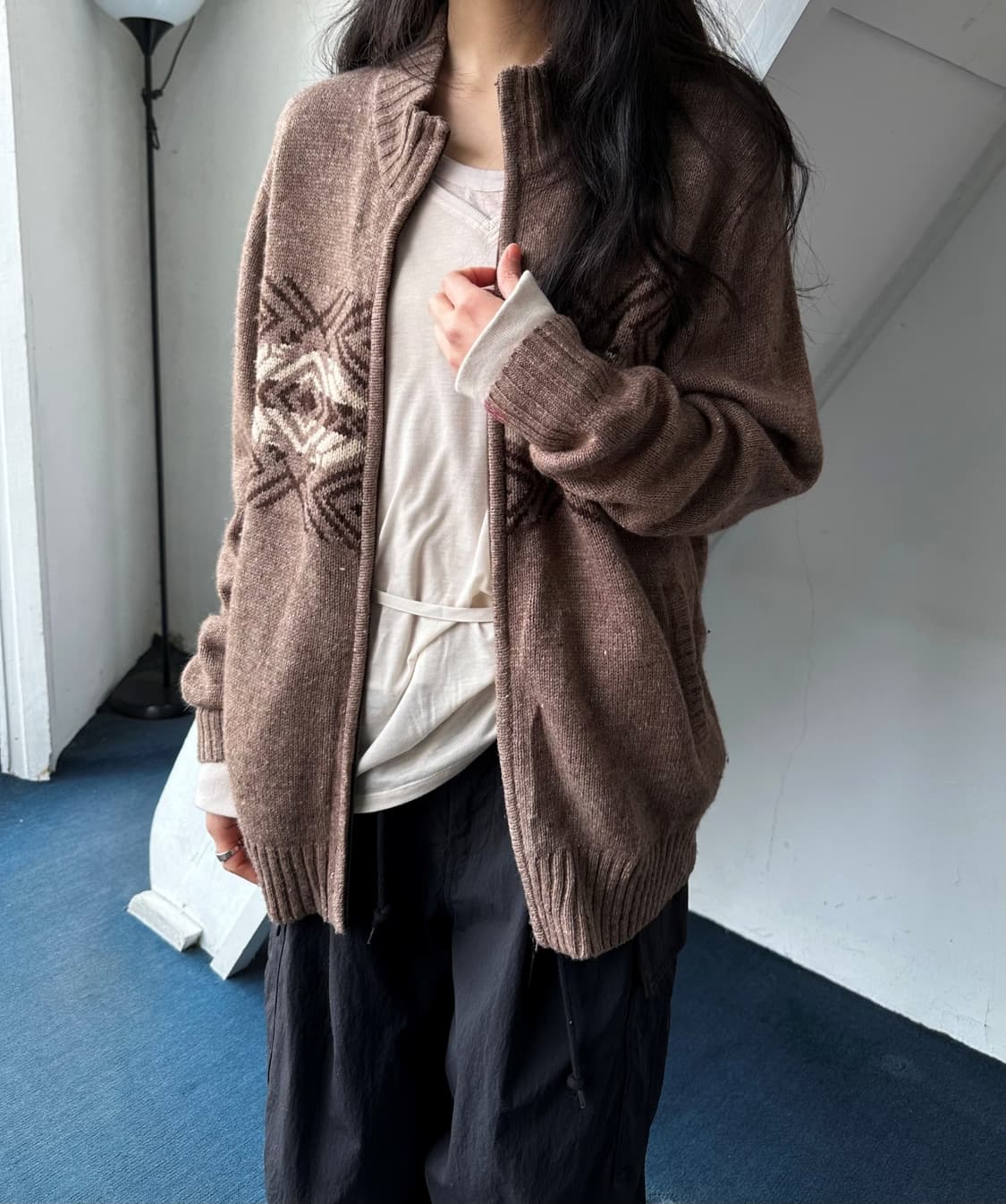 Wool blend zip design knit jacket 상품이미지8