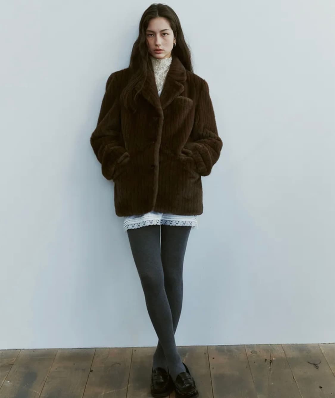 지나정 프리터 Fur Blazer Brown 상품이미지6