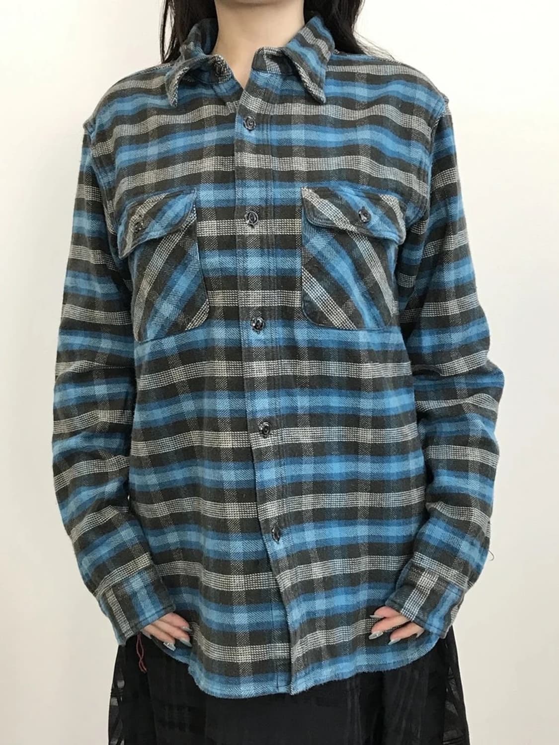 Sugar Cane Blue Check Flannel Shirt 상품이미지2