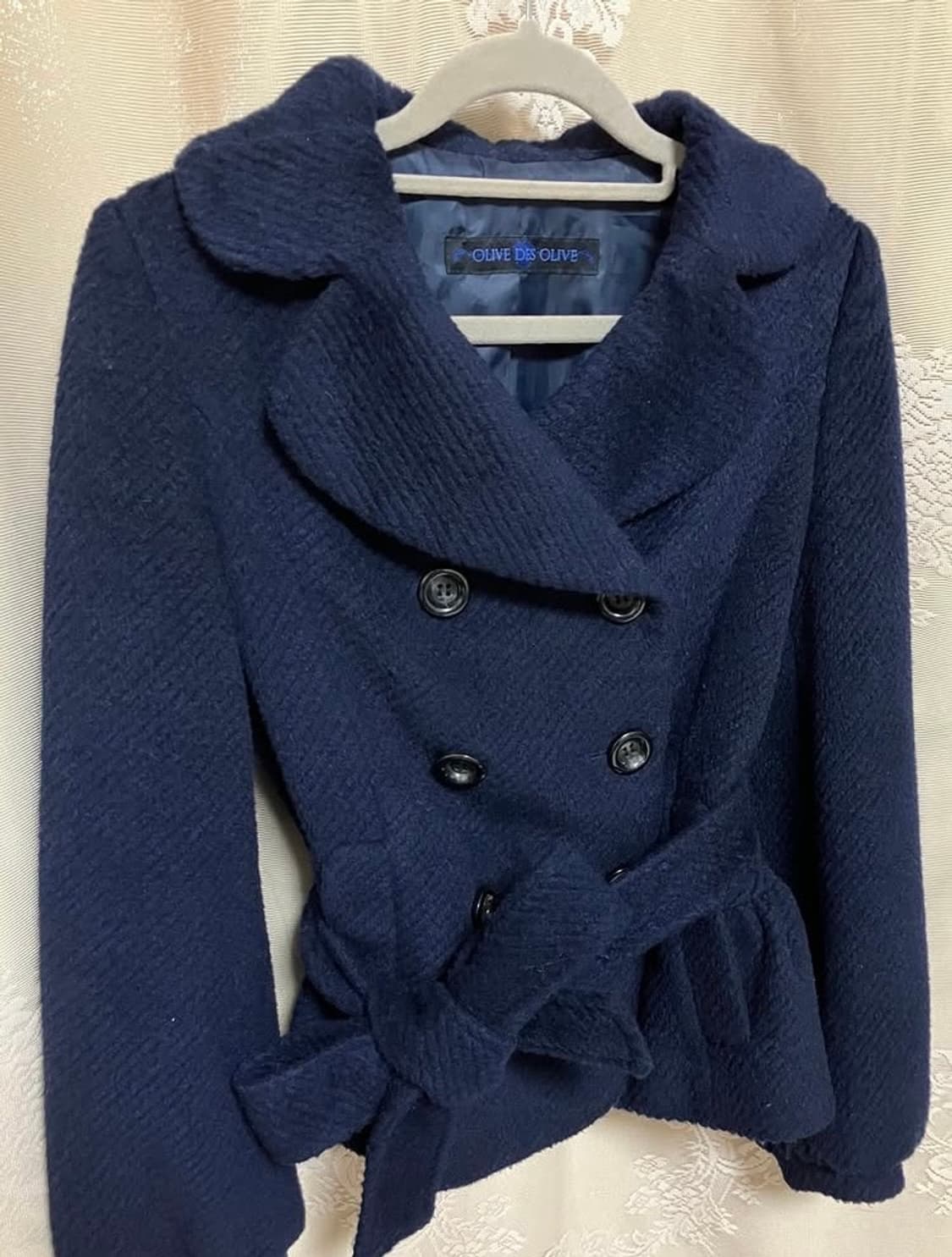빈티지 네이비 더블버튼 셔링 자켓 상품이미지3