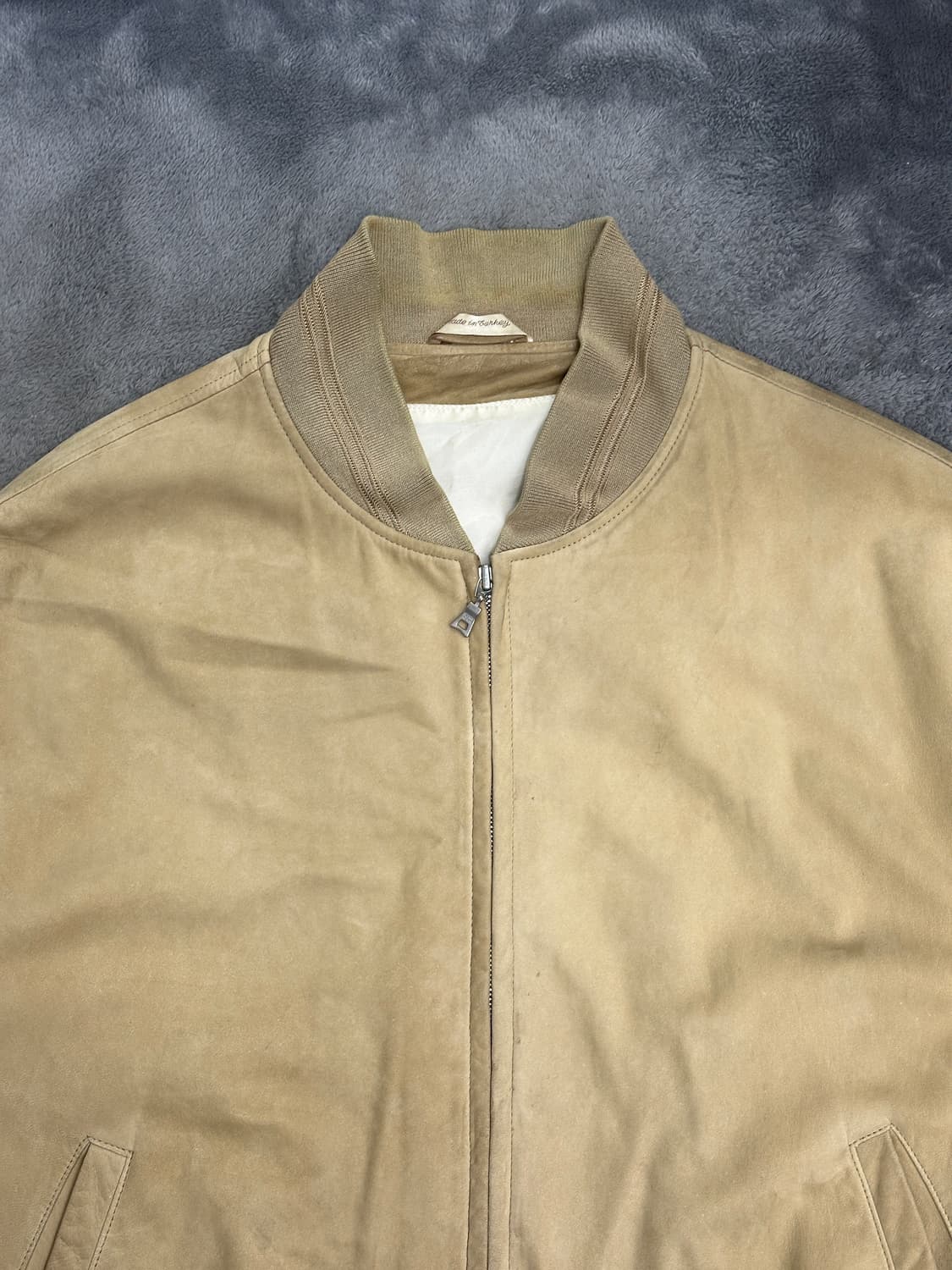 00s HUGO BOSS 스웨이드 레더 봄버 자켓 XL 상품이미지4