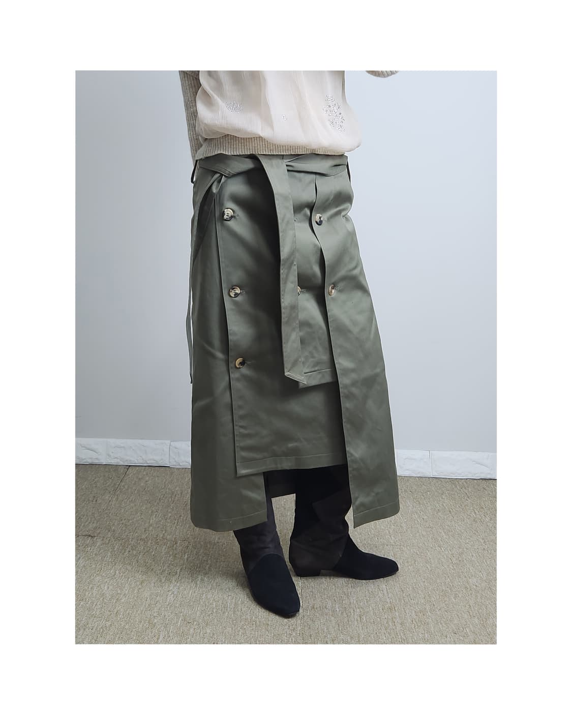 단추 언발 롱 스커트 상품이미지1