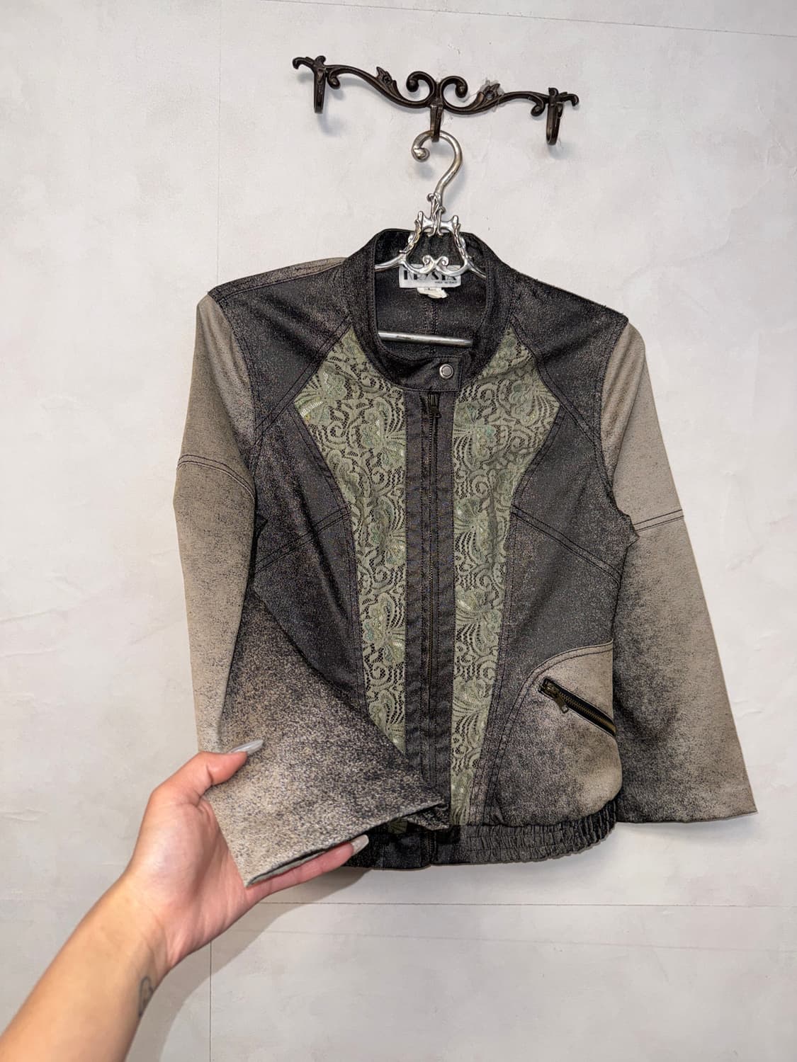 Charcoal green tie dye oriental lace jk 상품이미지2