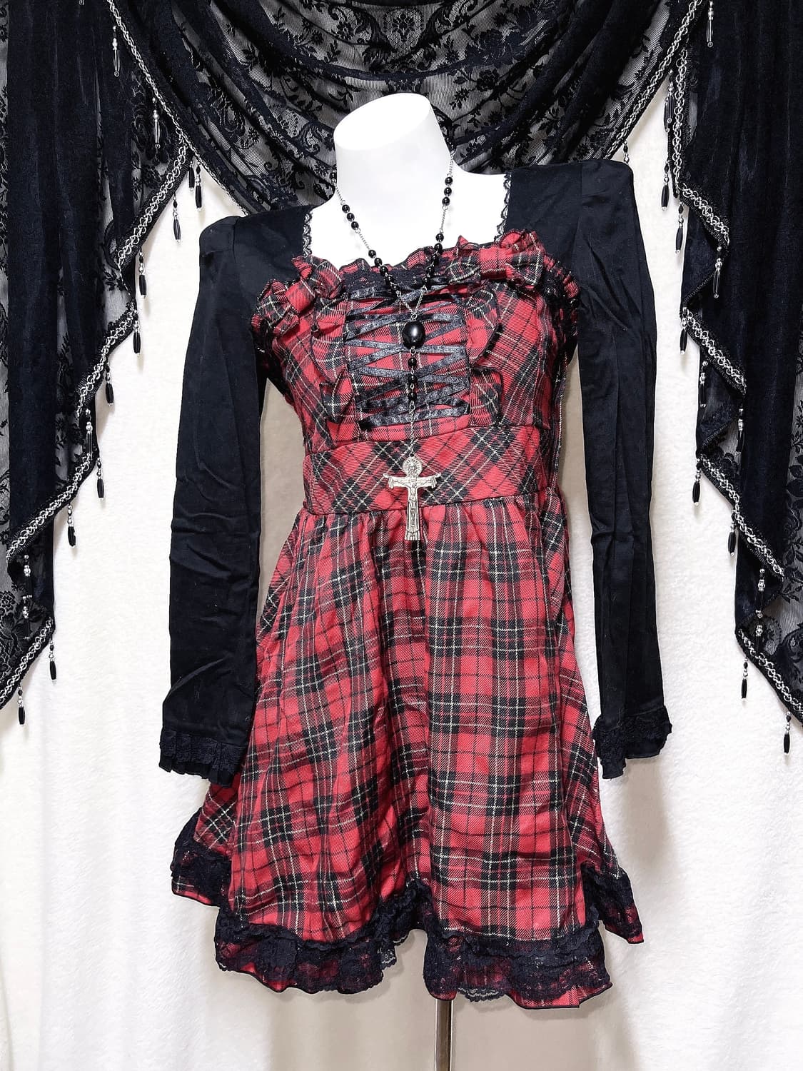 트랄라라 캐캐체 세라 아무 타탄체크 원피스 고스펑크 고딕로리타 갸루  상품이미지7