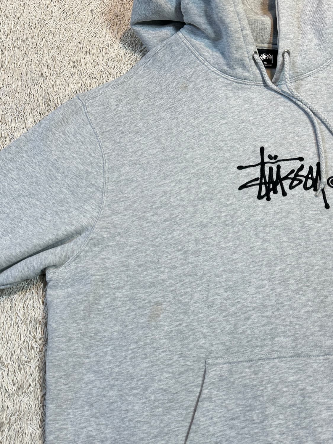 스투시 STUSSY 아플리케 자수 스탁로고 후드티 그레이 상품이미지4