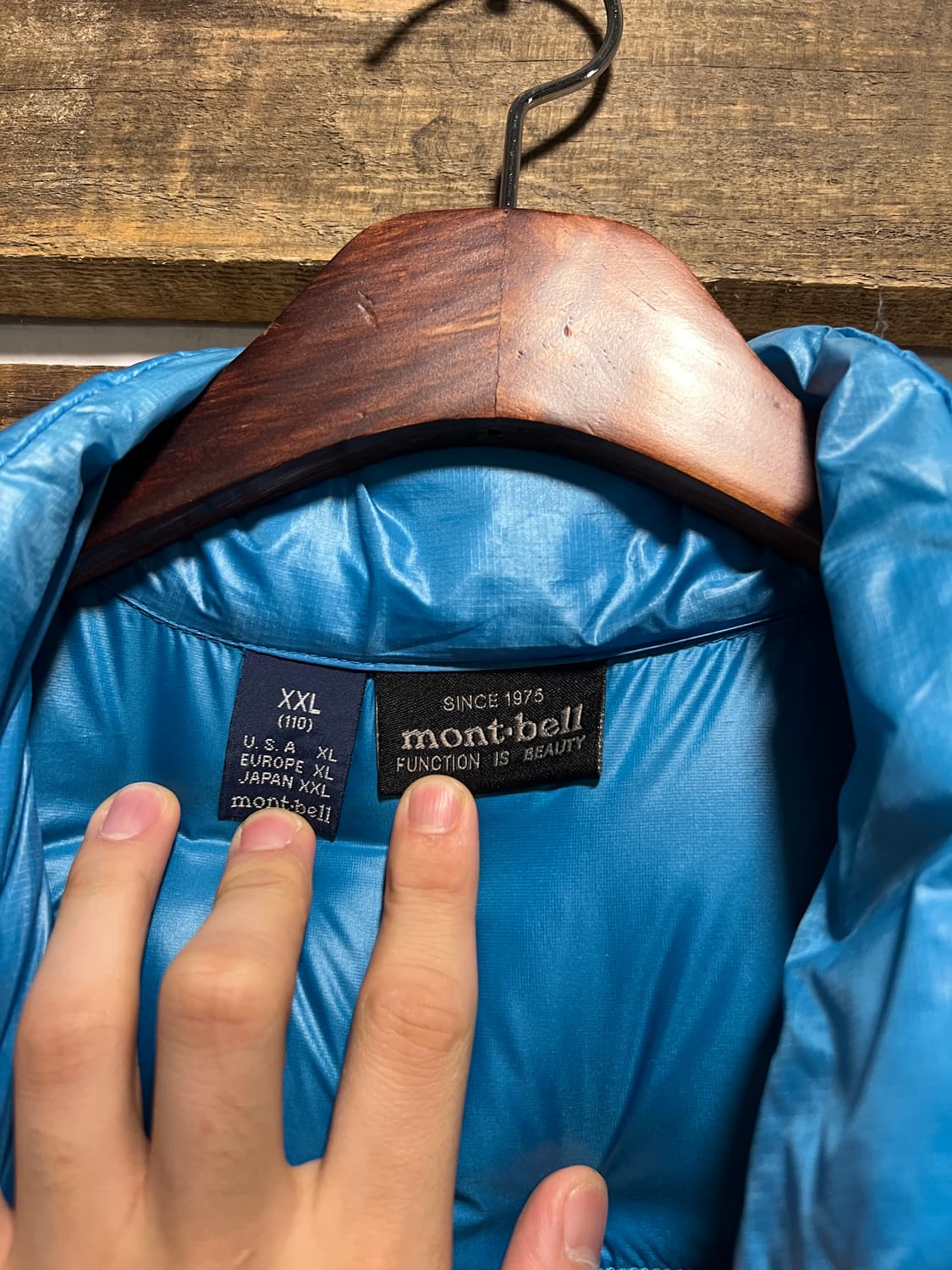 [XL]90's 몽벨 EX800 스카이블루 덕다운 경량 패딩 상품이미지2