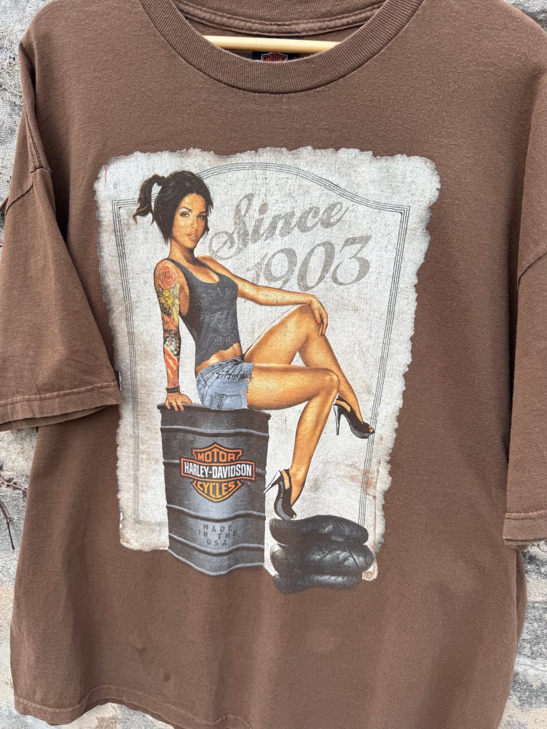 할리데이비슨 빈티지 2013 핀업걸 프린팅 반팔 티셔츠 2XL 상품이미지3
