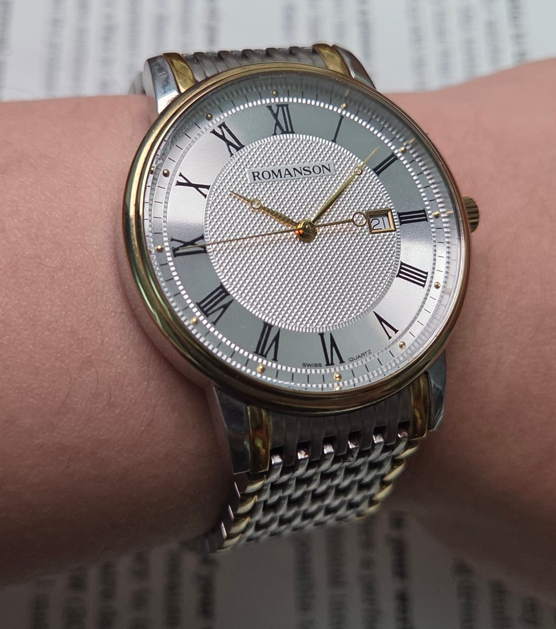 빈티지 로만손 기요쉐다이얼 콤비 쿼츠 드레스워치 남성용 브레이슬릿 ver 상품이미지9