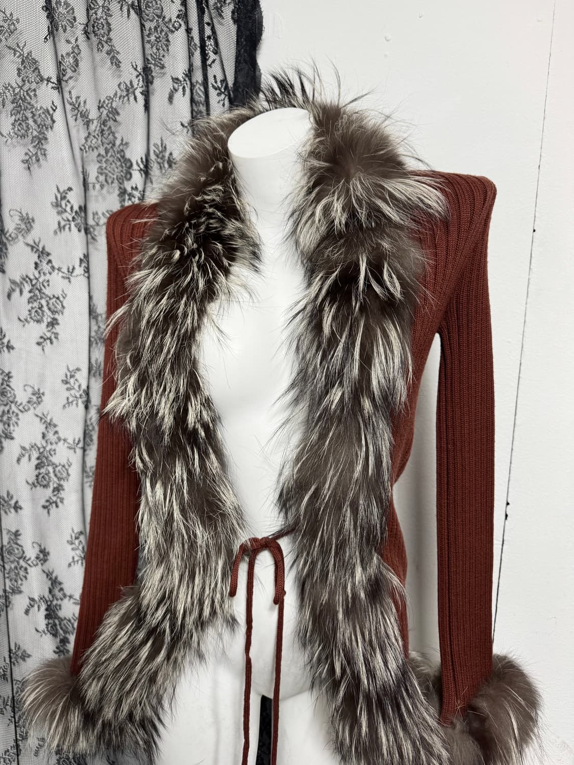 Fox fur knit cardigan 상품이미지2