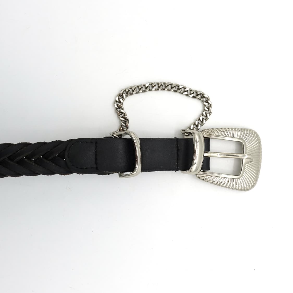 JieDa 지에다 웨스턴 체인 위브드 레더 벨트 상품이미지5