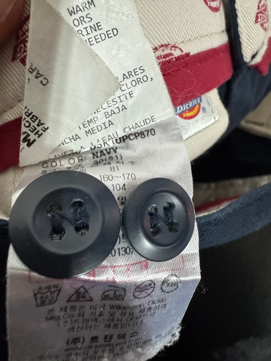 디키즈 오리지널 Dickies 클래식 치노 면바지 31.4인치 네이비 상품이미지4