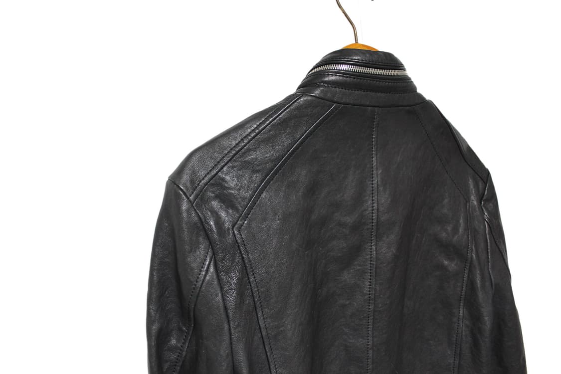 지이크 하이넥 램스킨 싱글레더 자켓 상품이미지4