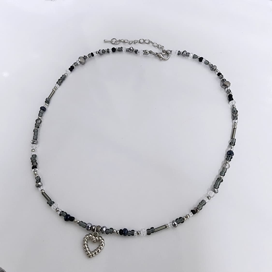 파티걸 블랙 실버 비즈 목걸이🩶 상품이미지2