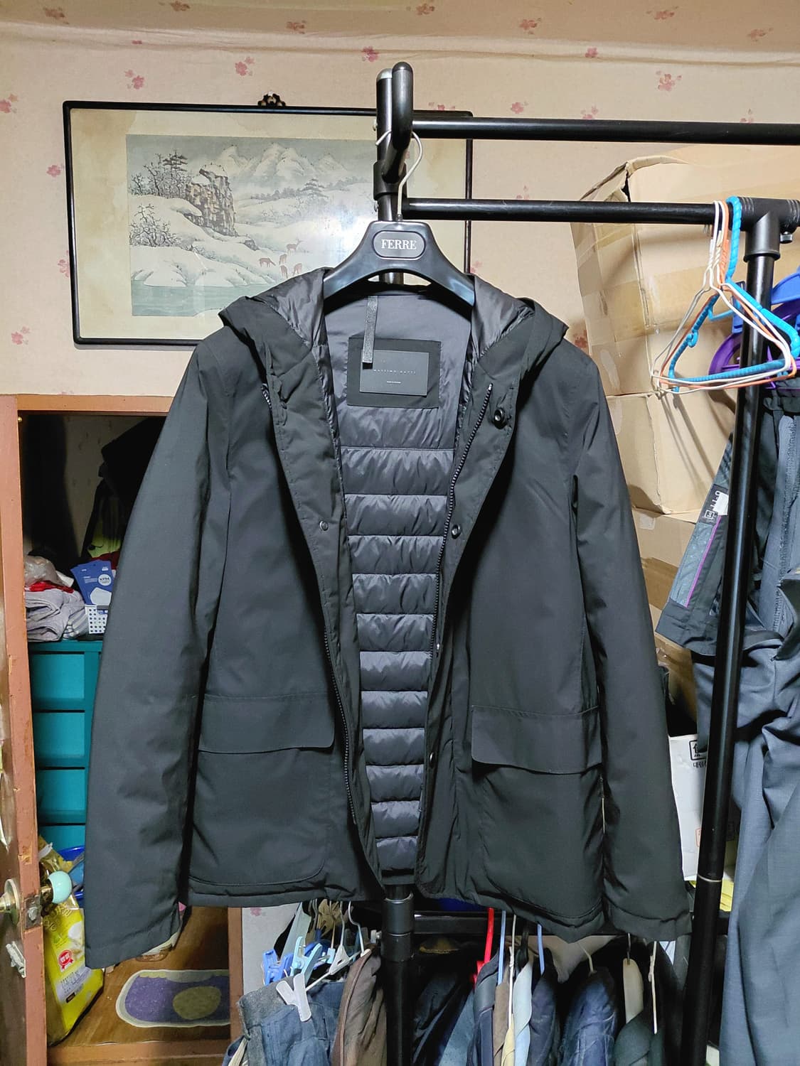 [마시모두띠]발수,방풍 초경량 덕다운 후드 패딩 100사이즈 상품이미지3