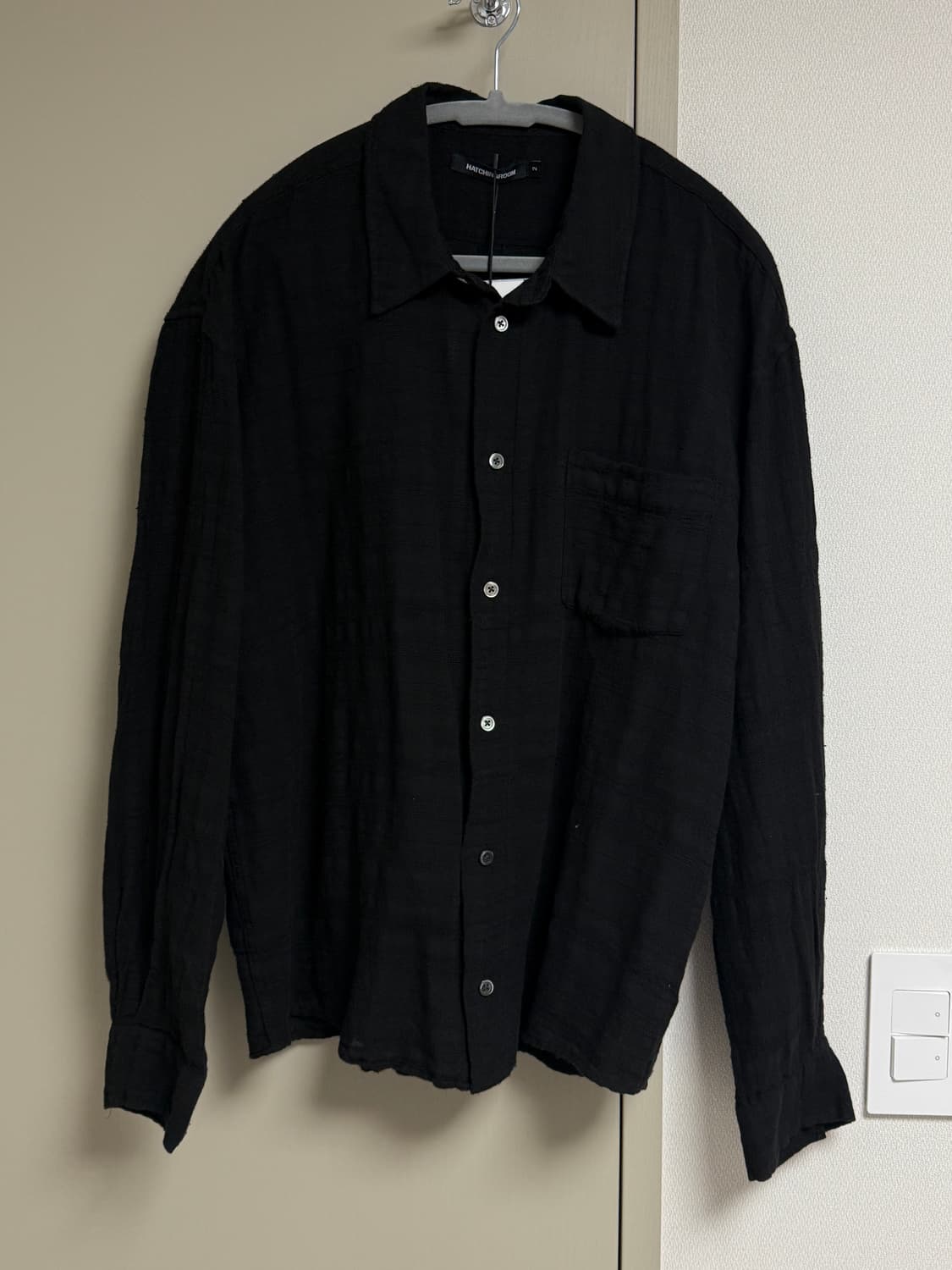 [2] 해칭룸 거즈 스트라이프 클래식 셔츠 블랙 상품이미지1