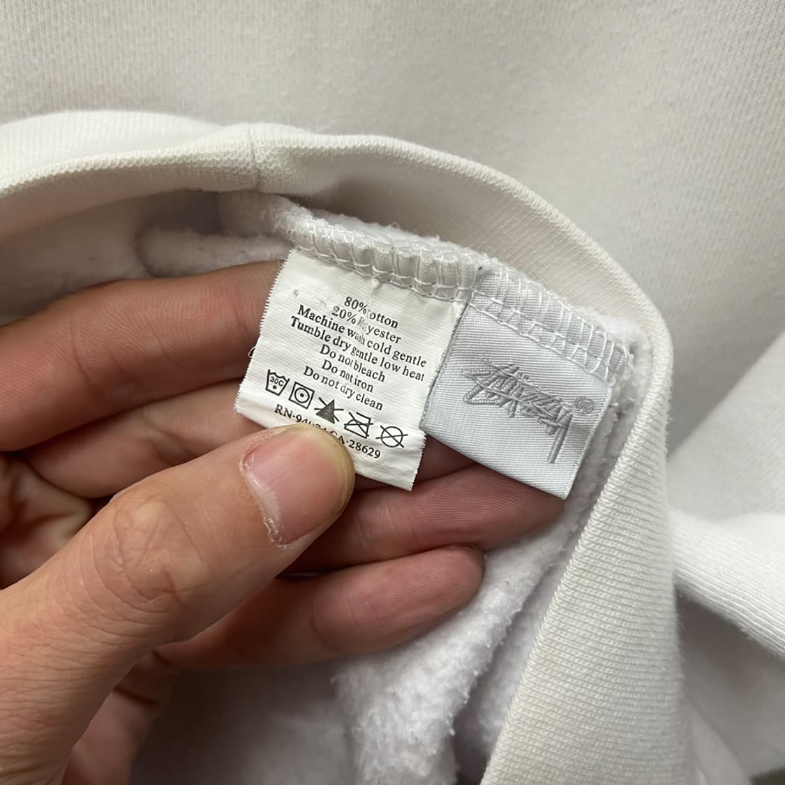 USA 스투시 베이직 로고 화이트 후드티 L 상품이미지4