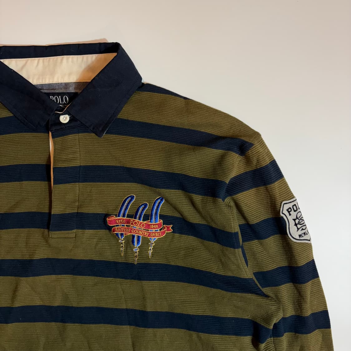 폴로 랄프로렌 깃털 자수 스트라이프 럭비 카라티 상품이미지2
