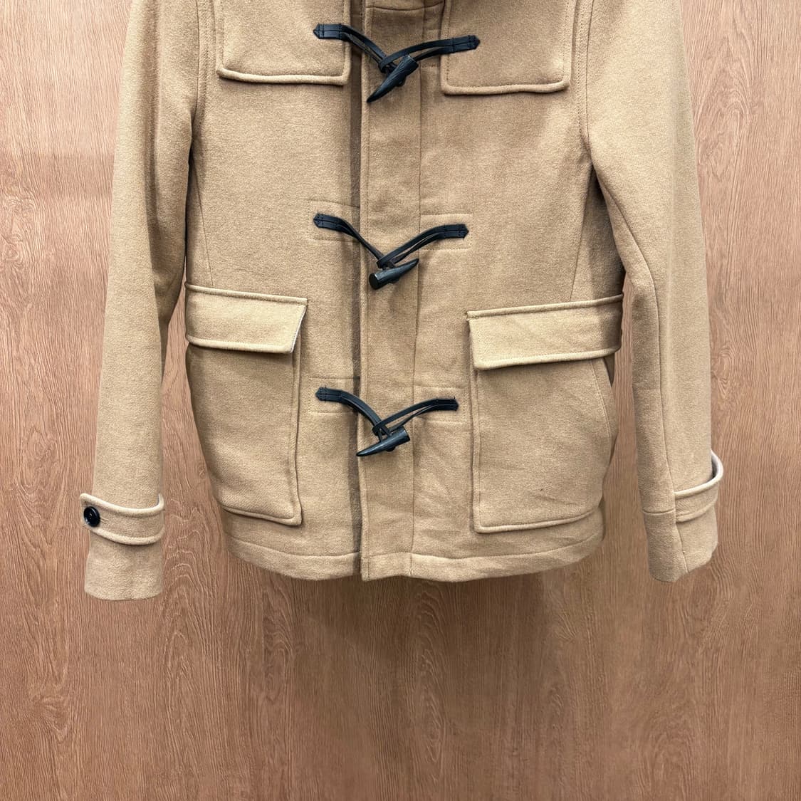 하레 더플 코트 후드 토글 플랩 포켓 배색 안감 디테일 베이지 상품이미지5