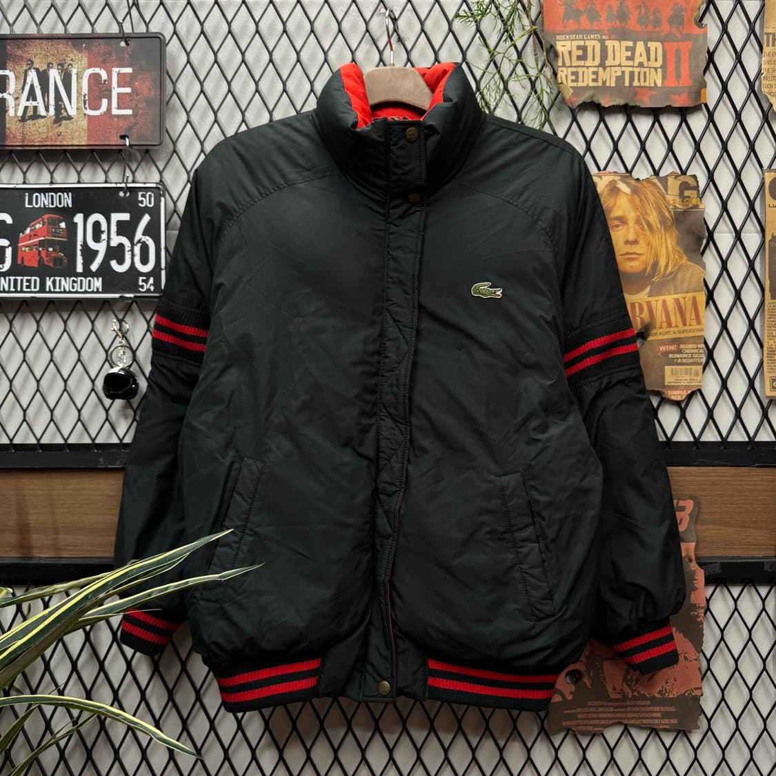 00s 라코스테 리버시블 덕다운 패딩 점퍼 레드 블랙 상품이미지3