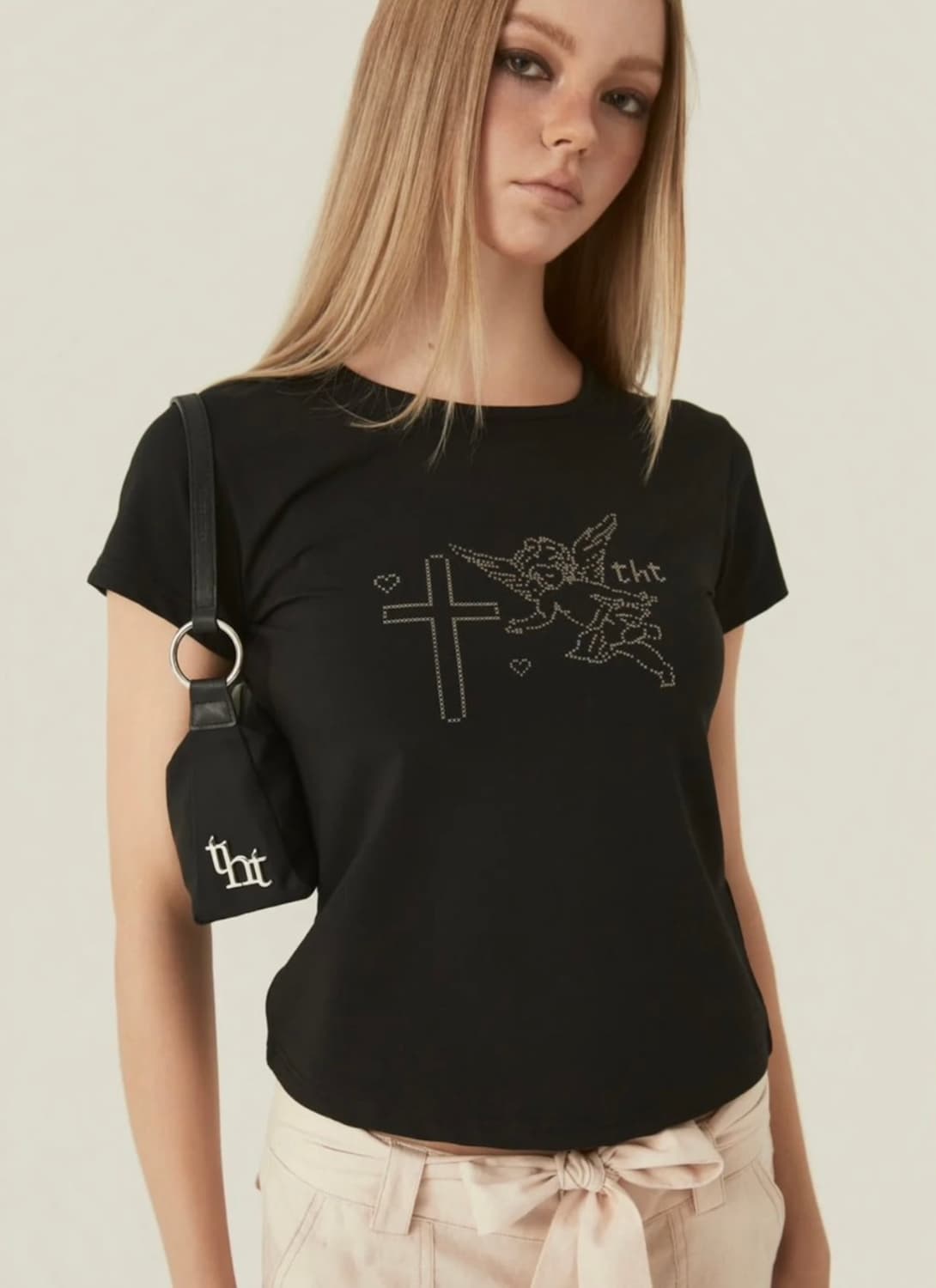 쓰리타임즈 픽셀 엔젤 티 블랙M 상품이미지1