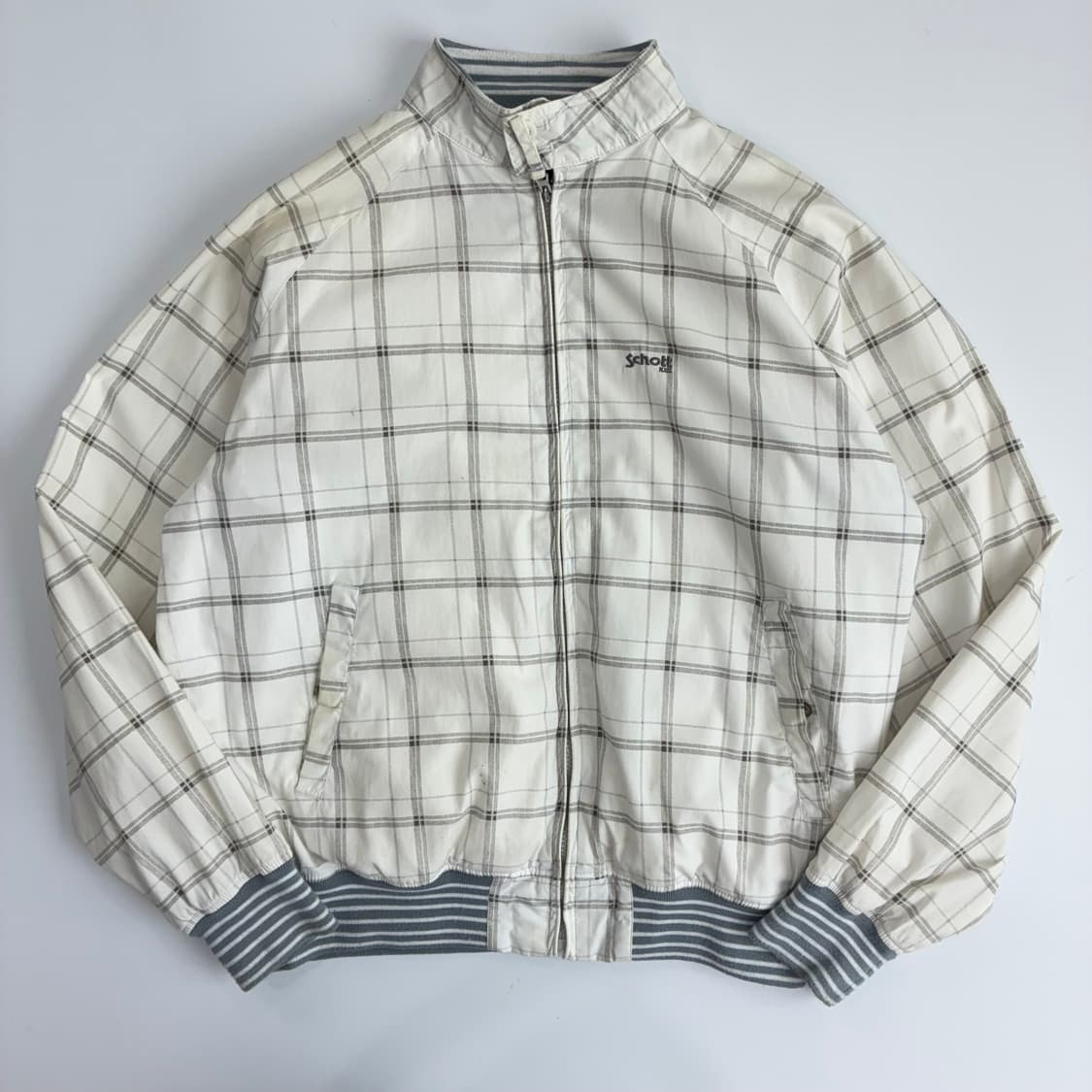 Schott  쇼트 90,s 화이트체크 블루종 자켓  상품이미지2