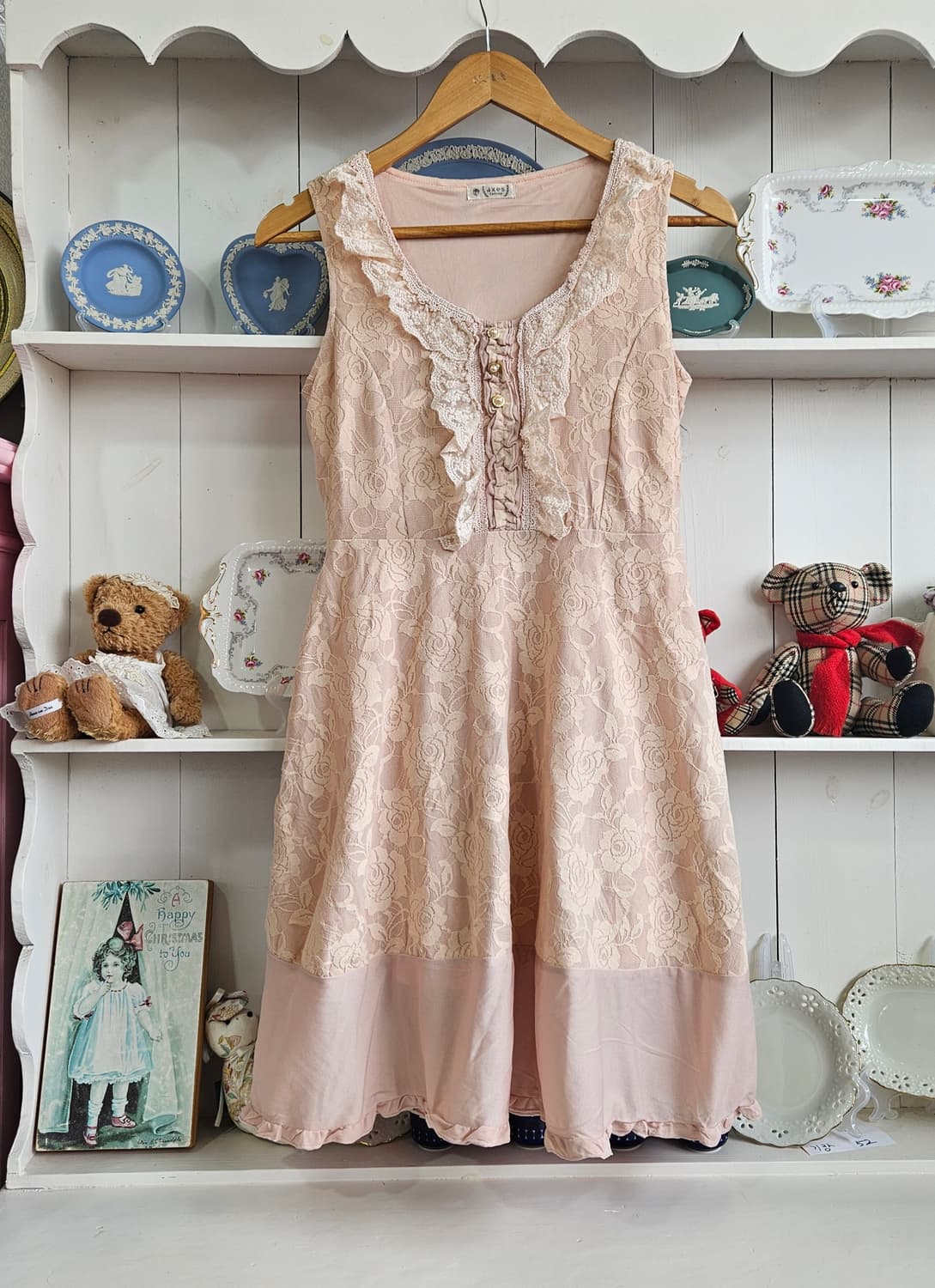 엑시즈팜(Axes Femme) 로즈 레이스 슬리브리스 원피스 상품이미지1