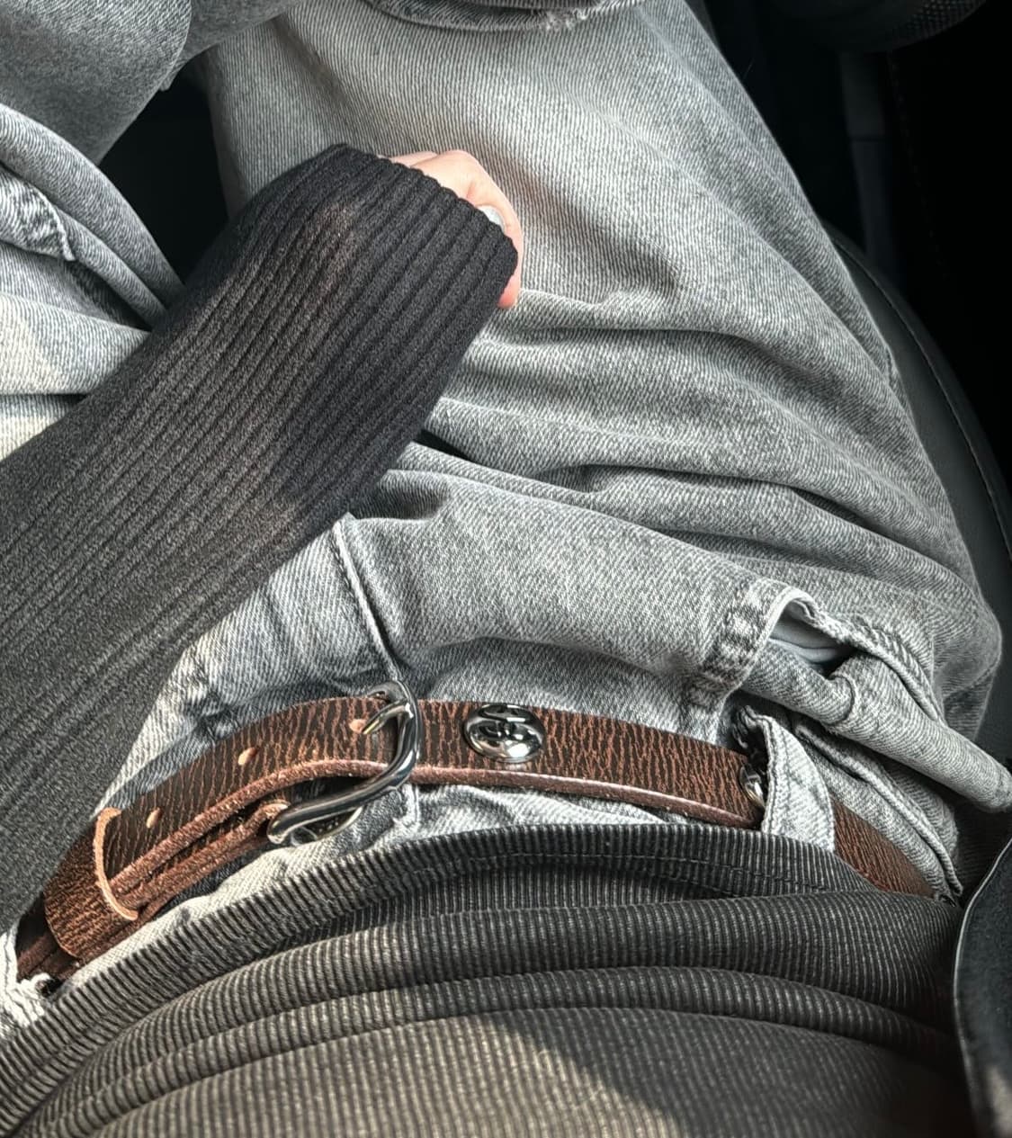 스투시 SS 링크 스터드 벨트 디스트레스드 브라운 상품이미지1