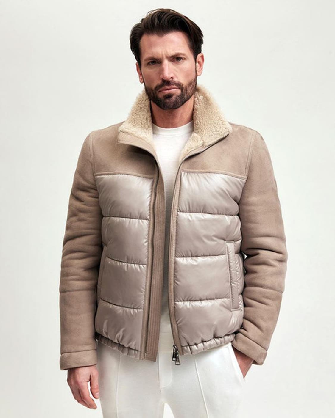 (정품/새상품) 만조니 남성 브라운 양가죽 스웨이드 봄버 자켓 상품이미지7