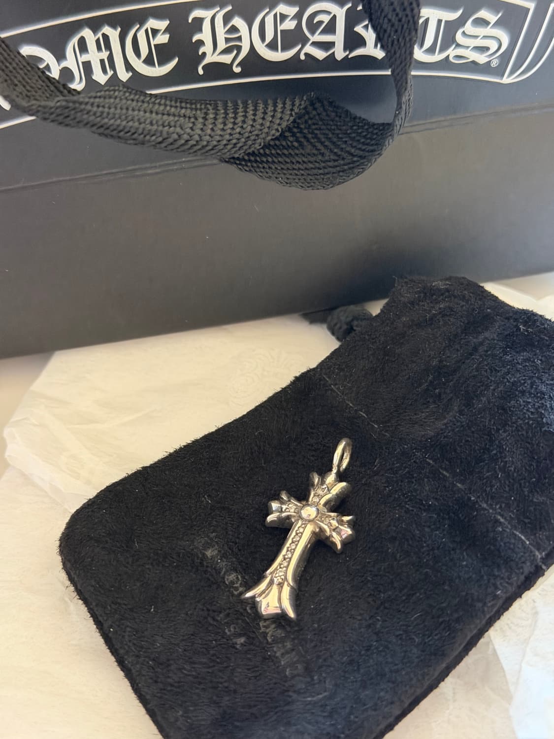 [OS] 크롬하츠 더블 크로스 참 파베 다이아 펜던트 실버 새제품 상품이미지1