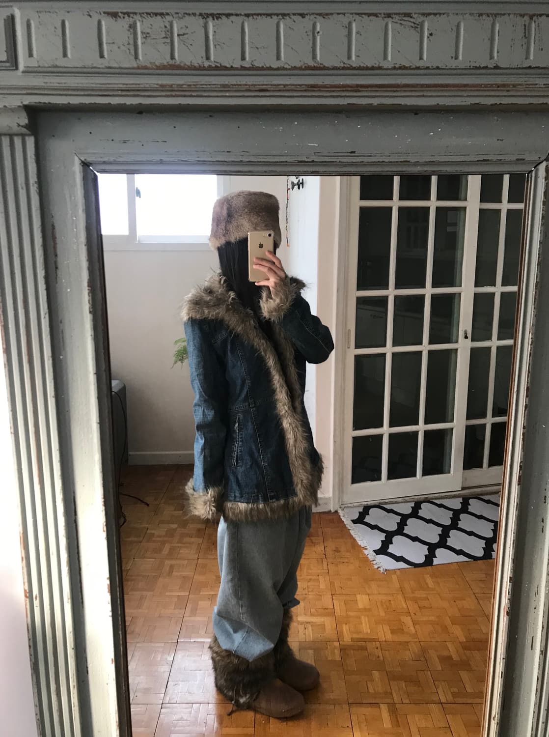 vintage denim fur coat 상품이미지3