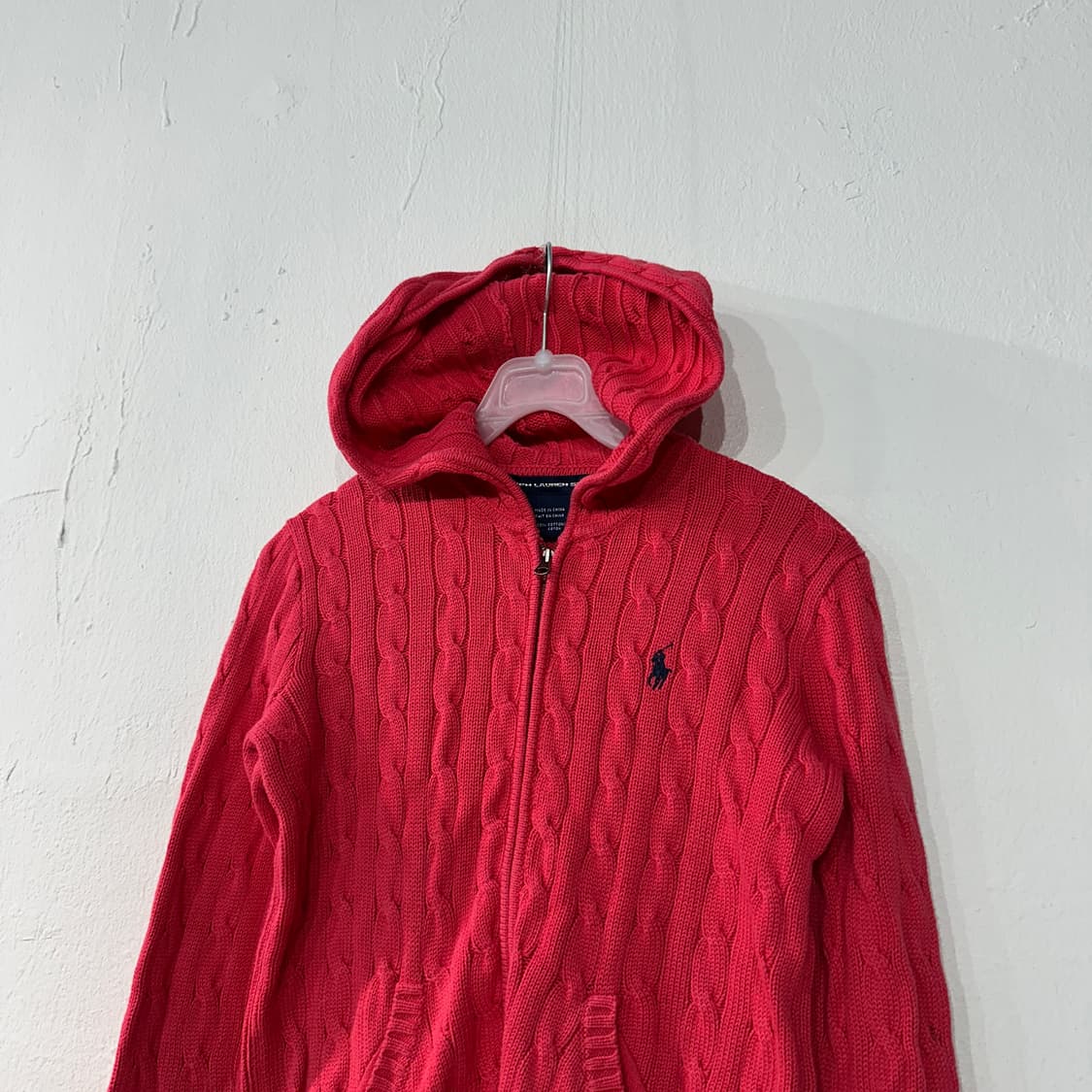 폴로랄프로렌 찐분홍 니트 후드집업 여성S 상품이미지2