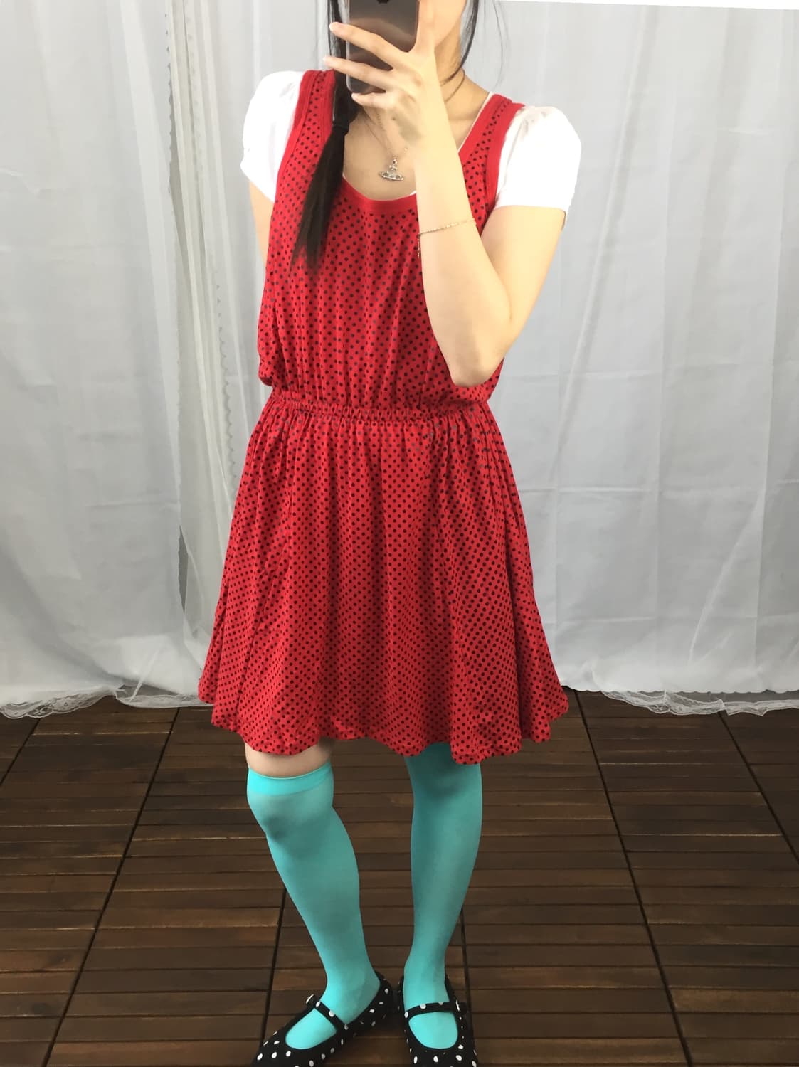 'SLY' Red Dot Sleeveless Mini Dress 상품이미지5