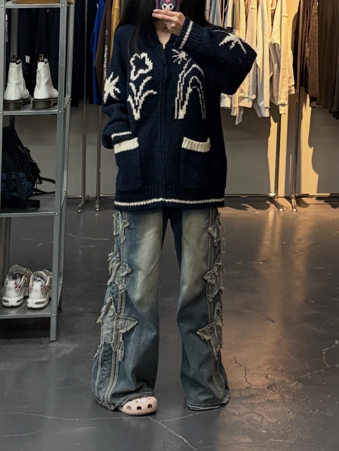 팔렛 드로잉 가든 카우치 네이비 니트집업 A2768 상품이미지1