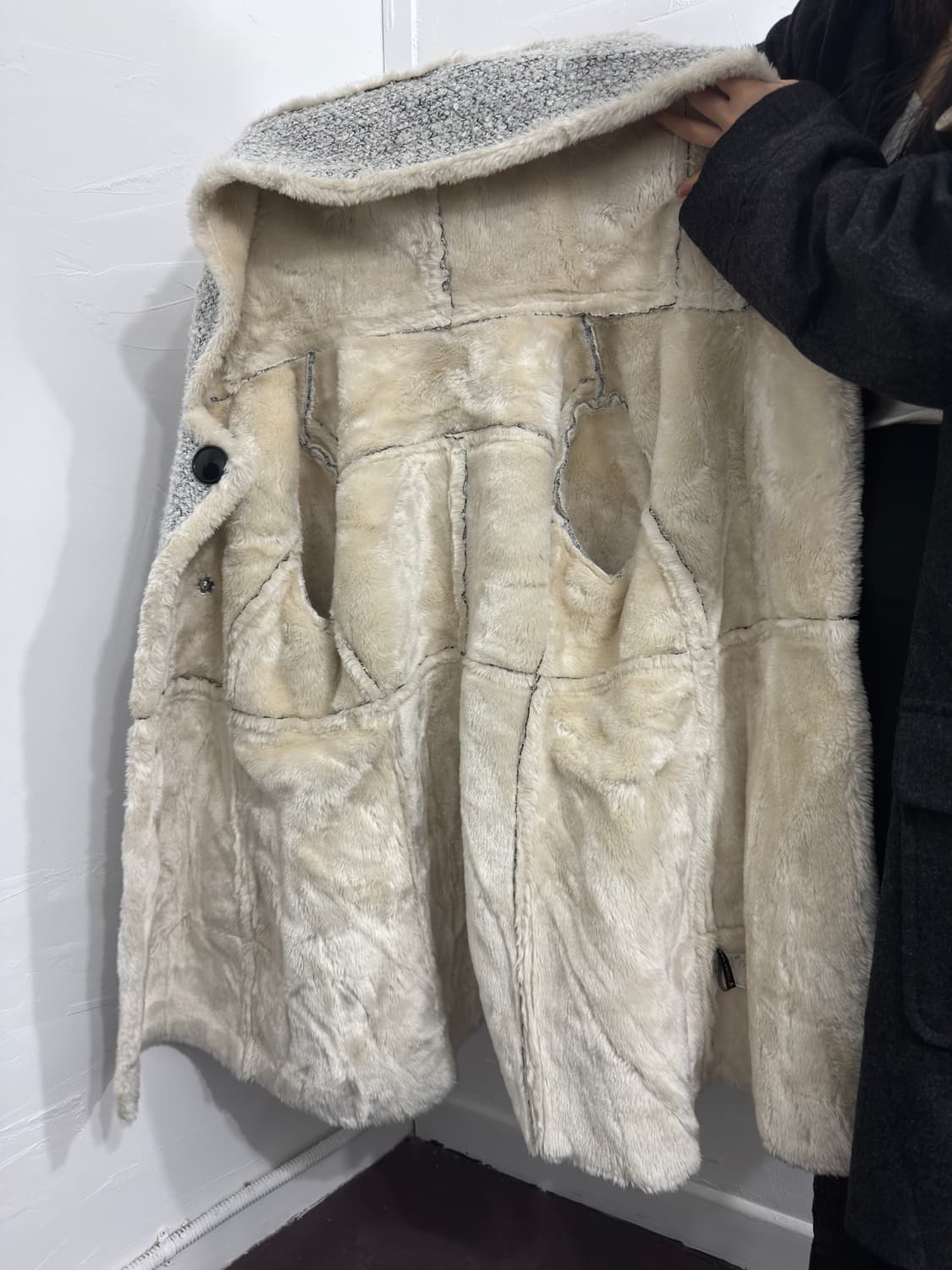 fairy shade fur detail hood coat 상품이미지5