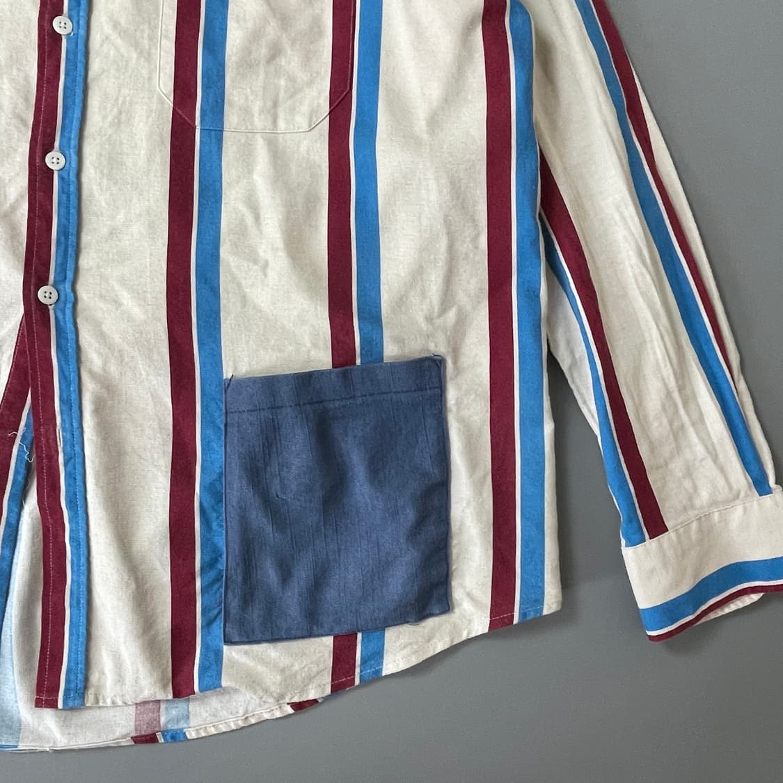 스프라이트 배색 포켓 코튼 셔츠 L 상품이미지5