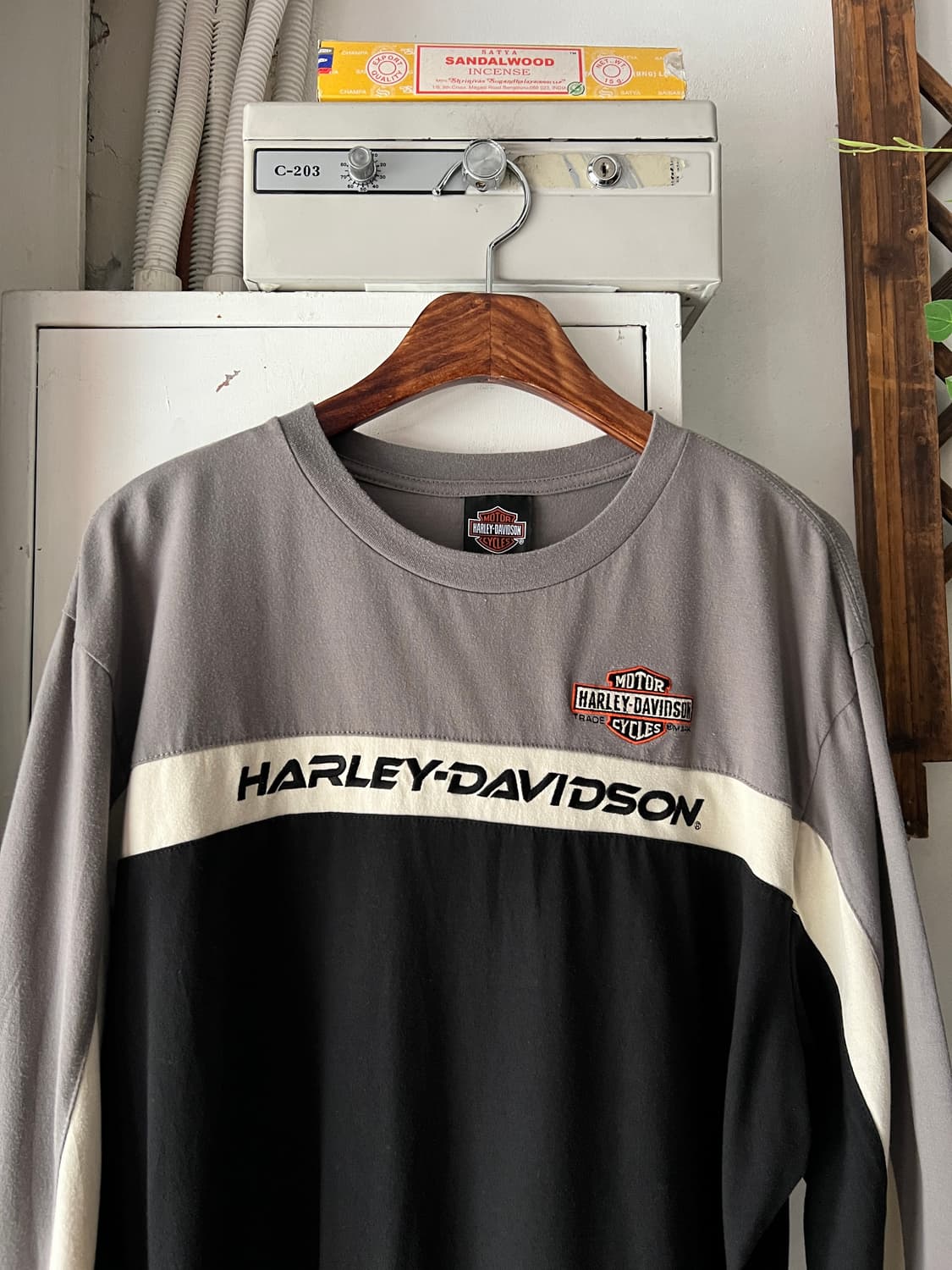 [XL]할리 데이비슨 스펠아웃 자수 로고 롱슬리브 티셔츠 상품이미지1
