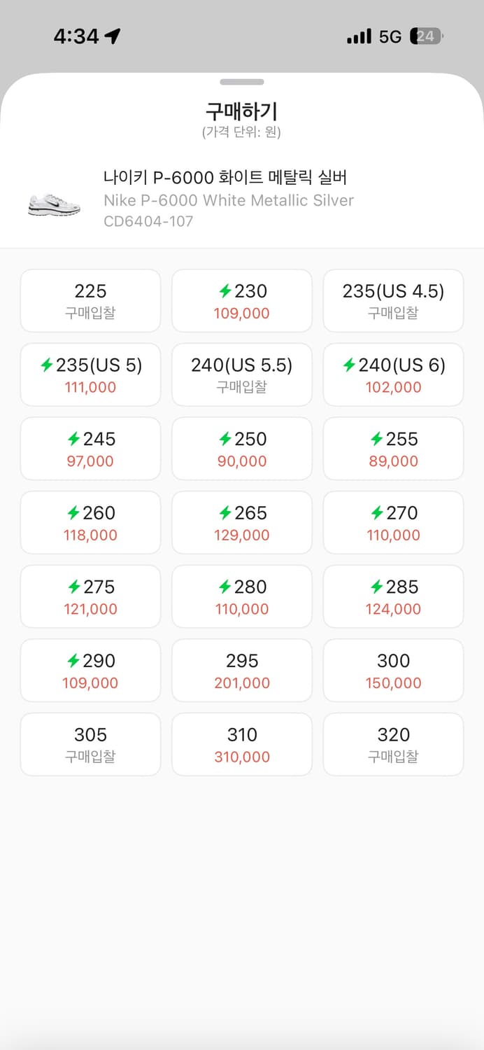 나이키 P-6000 화이트 메탈릭 실버 230 상품이미지2