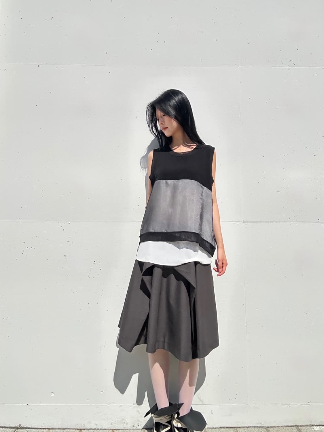Module button skirt / gray 상품이미지4