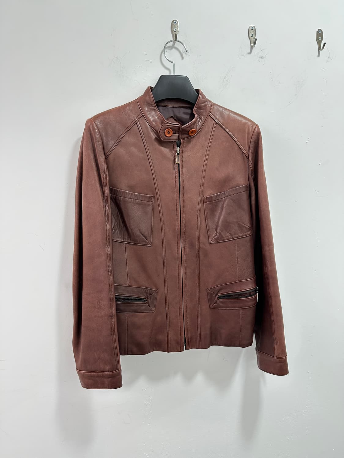 Red brown pocket lambskin jacket 상품이미지6