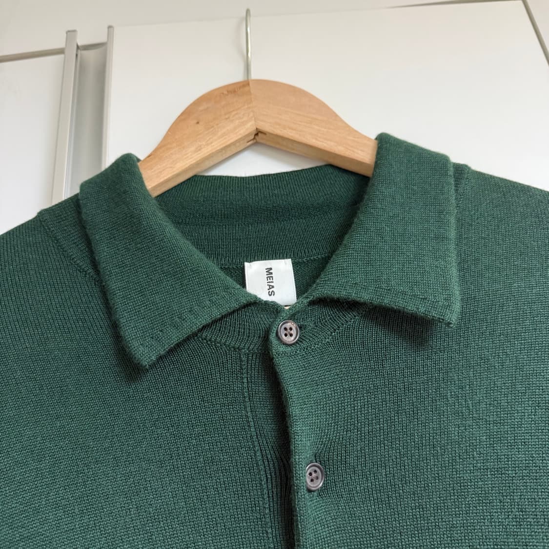 메이아스 meias 울 실크 폴로 니트 딥그린 L 상품이미지4