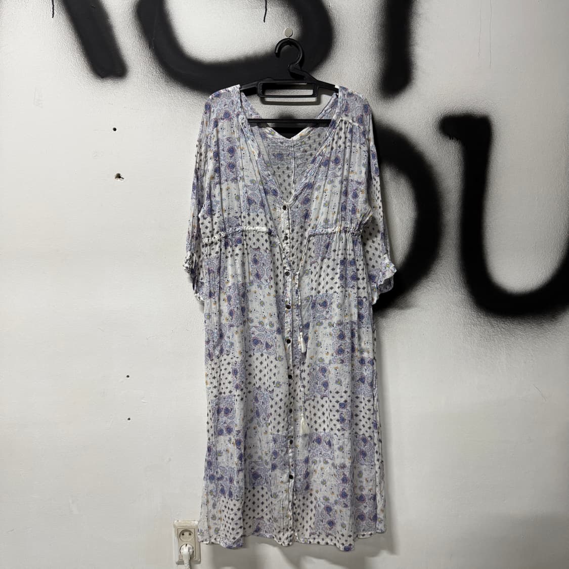 VTG 빈티지 모리 하구미 패치워크 레이스 드롭 레이어드 롱 원피스 상품이미지1