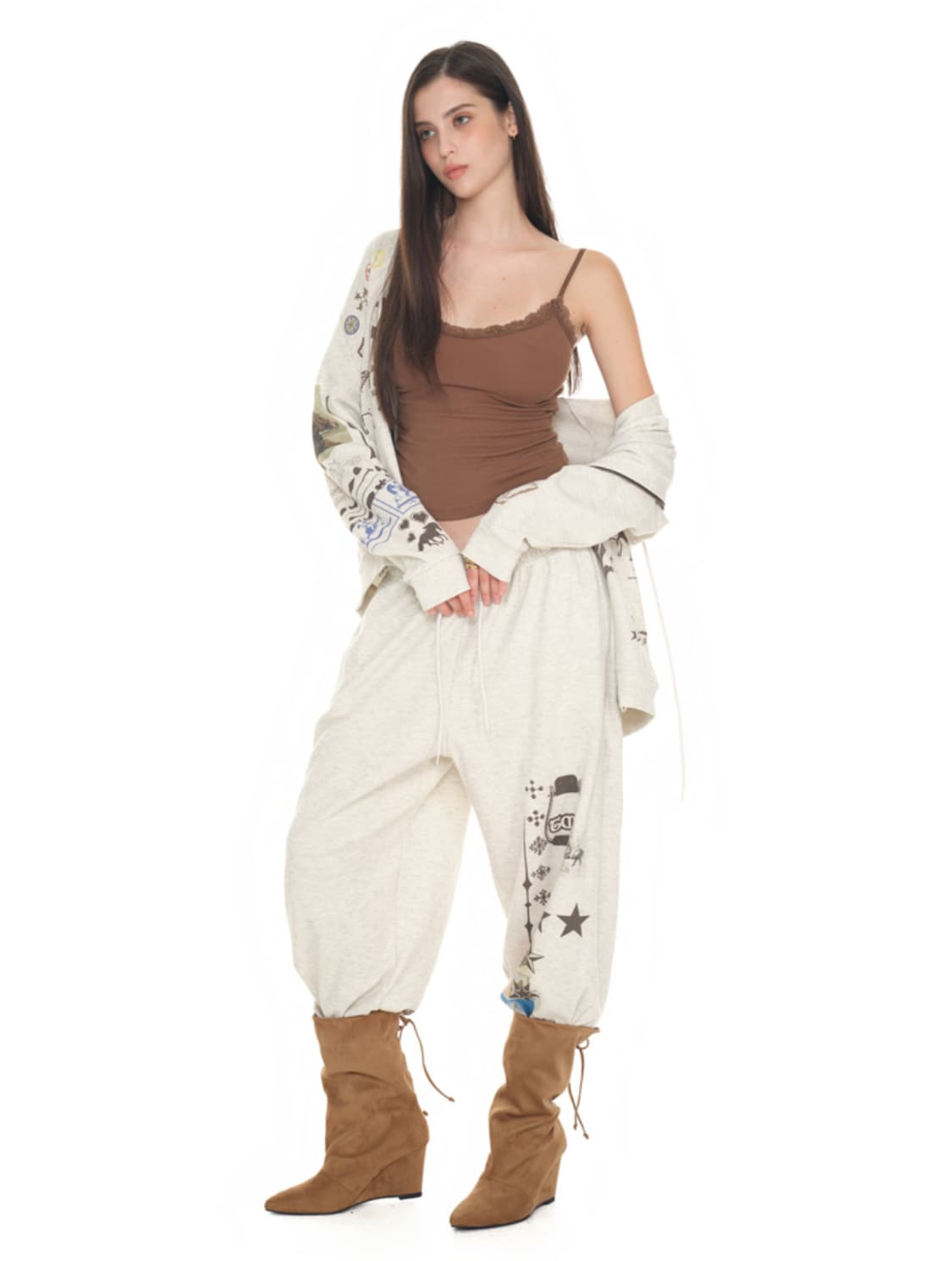 투머치택스 프린티드 와플 후드집업 상품이미지3