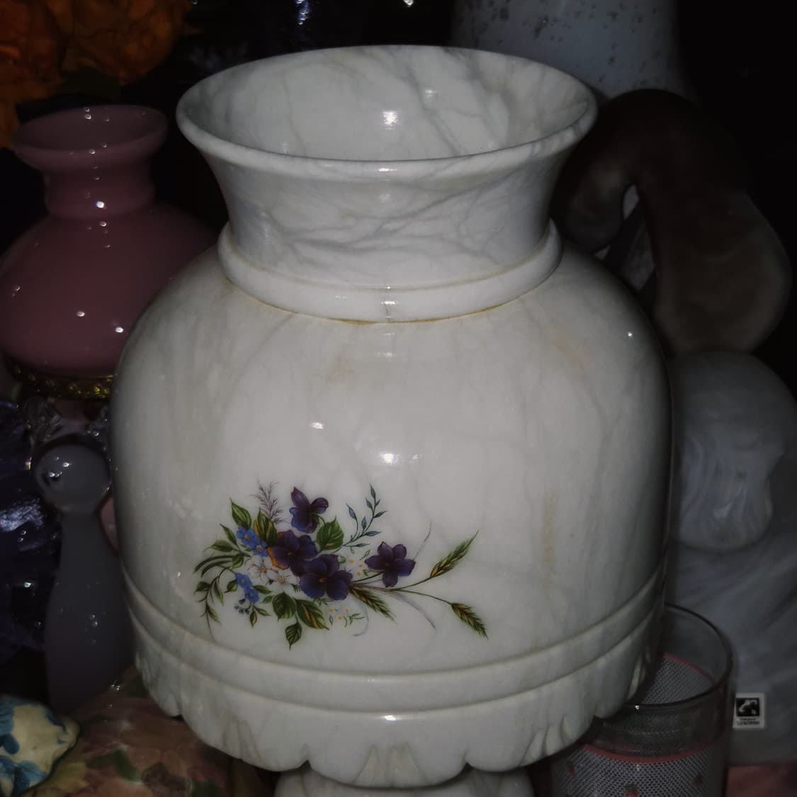 70s 스페인 알라바스타 플로랄 레이스 스탠드 램프 상품이미지9