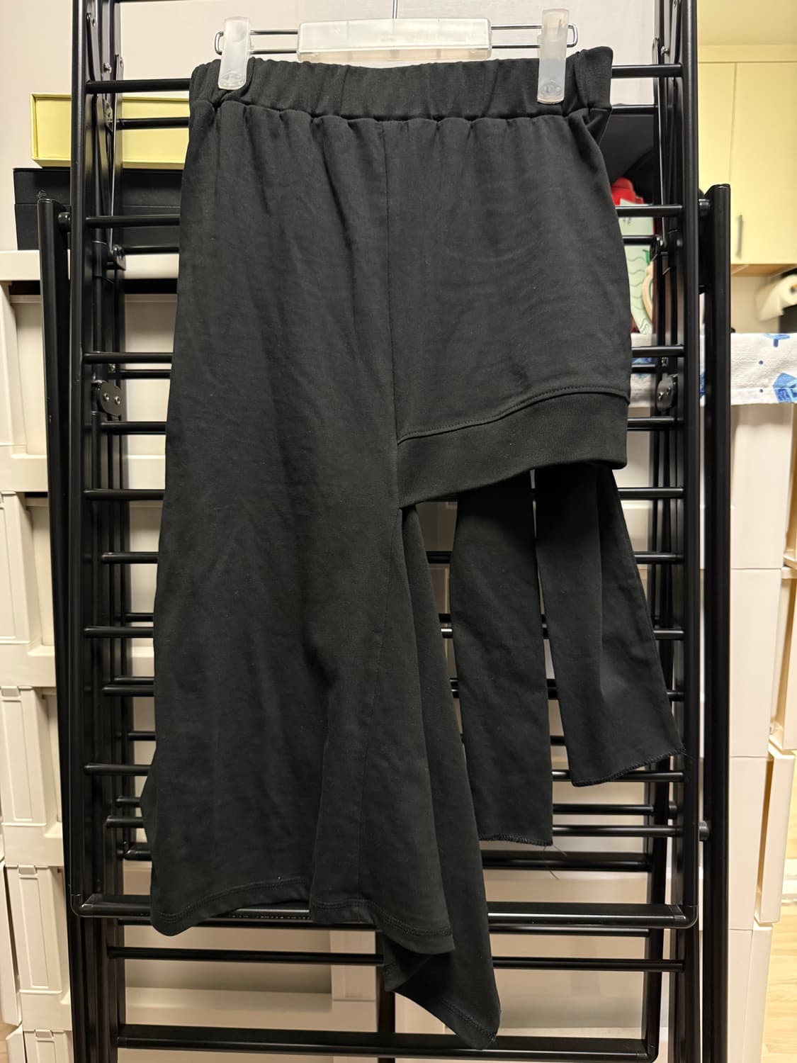 리포스st 레이어드 드레이프 블랙 저지 스커트 상품이미지4