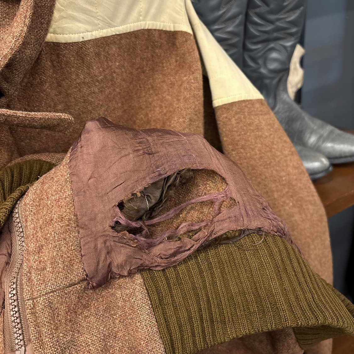 80s 말보로 레저웨어 발렌티노 생산 보카시 울 니트 블루종 N1144 상품이미지7